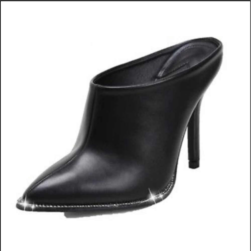 Black Rhinestone Trim mule heel